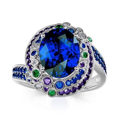 Jeulia 睡蓮 デザイン オーバルカット シルバー リング