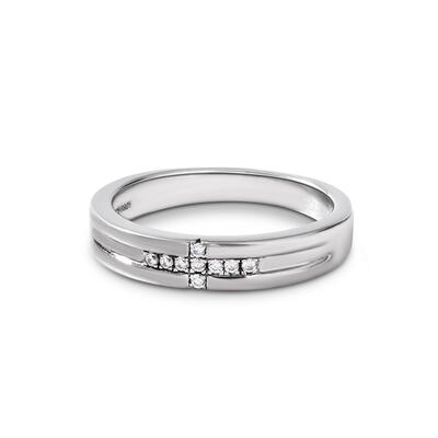 Jeulia Round Cut Sterling Silver Men's Band