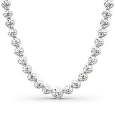 Jeulia Classic Round Cut Sterling Silver Tennis Necklace