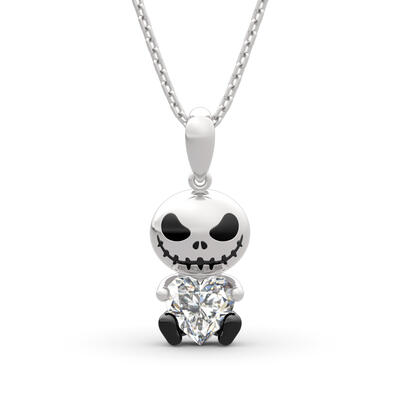 Jeulia Hug Me "Love Confession" Skull Heart Cut Sterling Silver Necklace