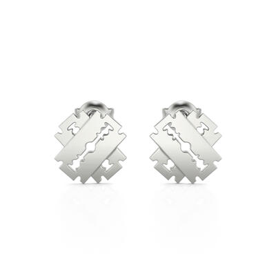 Jeulia "Edgy Tempt" Razor Blade Sterling Silver Stud Earrings