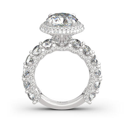 Jeulia Double Halo Round Cut Sterling Silver Ring