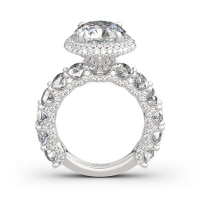 Jeulia Doble Halo Anillo De Plata Esterlina Corte Redondo