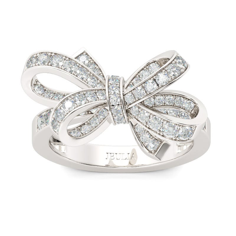 Jeulia Bowknot Sterling Silver Cocktail Ring