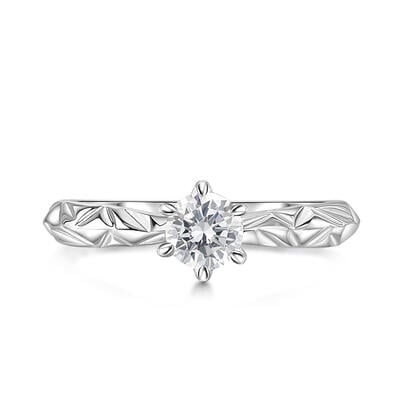 Jeulia Crease Design Solitaire Engagement Ring Sterling Silver