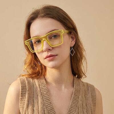 Bronte Yellow Square Glasses
