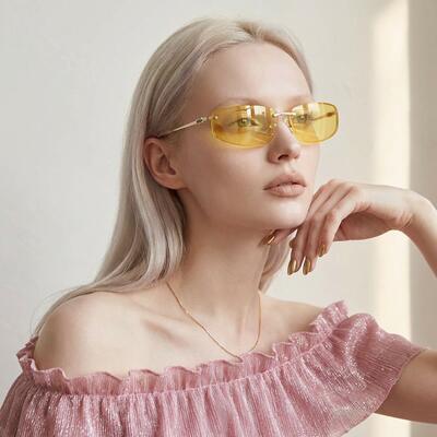 Elias Goldene Rechteckige Sonnenbrille