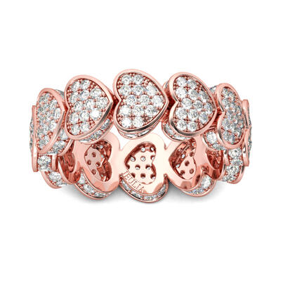 Jeulia Rose Gold Tone Heart Sterling Silver Women's Band