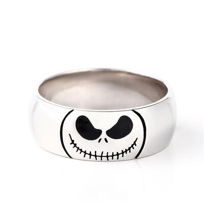 Jeulia Cute Skull Design Sterling Silver Men's Band