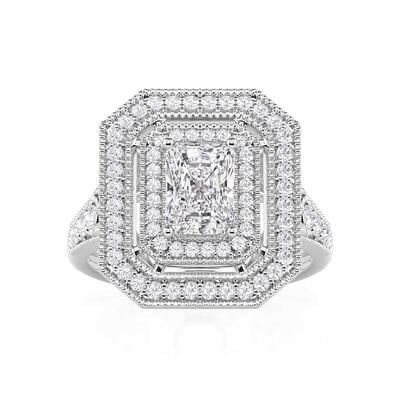 Jeulia Doppelter Halo Verlobungsring mit Perlenbesatz