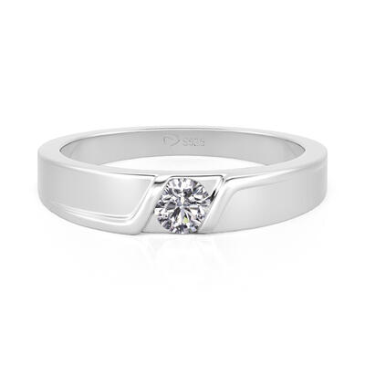 Jeulia Bypass Round Cut Wedding Ring for Men Sterling Silver