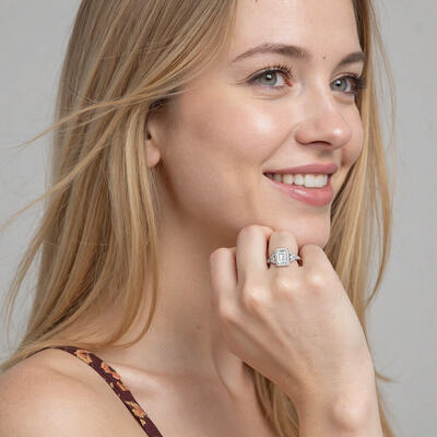 "Endless Romance" Emerald Cut Halo Engagement Ring