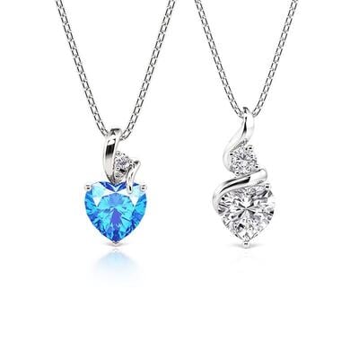 Jeulia Custom Classic Heart Necklace Set Sterling Silver