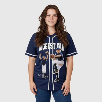Custom Navy Baseball Jersey Gift For Mom Dad & Baseball Lover - Personalized Photo Name and Number
