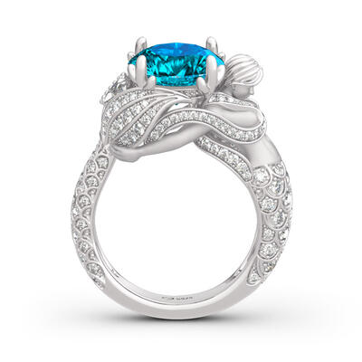 Jeulia "Goddess of the Sea" Sterling Silver Mermaid Ring