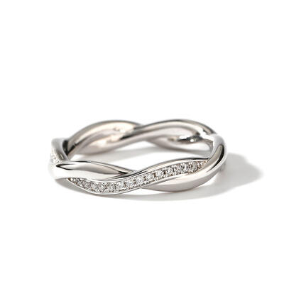 Jeulia "Interweaving of Love" Sterling Silver Women's Band