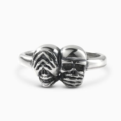 Jeulia "See No Evil & Speak No Evil" Skull Sterling Silver Ring