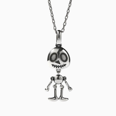 Jeulia "Pumpkin King" Skull Sterling Silver Necklace