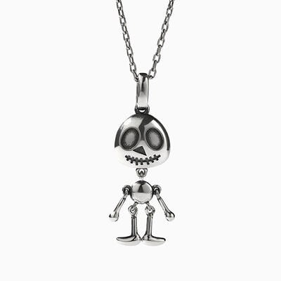 Jeulia "Pumpkin King" Skull Sterling Silver Necklace
