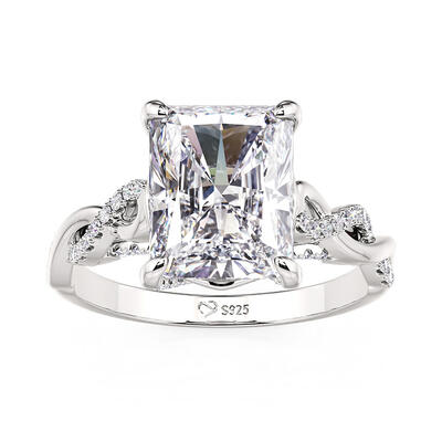 Jeulia Classic Twist Engagement Ring Crushed Ice Cut Sterling Silver