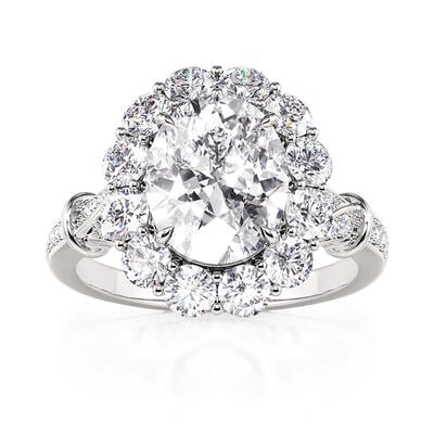 Jeulia Classic Halo Oval Bouquet Engagement Eternity Ring