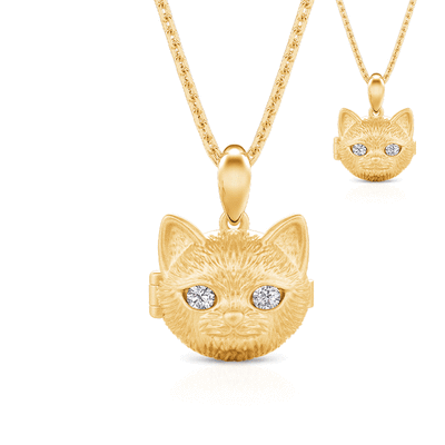 Jeulia Collar Medallón Forma de Gato con Foto Personalizado