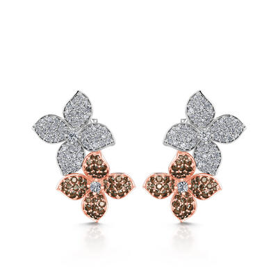 Jeulia "Two Loves" Double Flower Sterling Silver Earrings