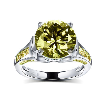 Jeulia Anillo Vintage De Talla Redonda En Plata De Ley