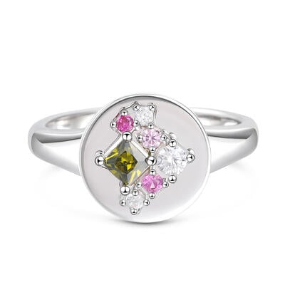 Jeulia Multi Colored Stones Signet Sterling Silver Ring