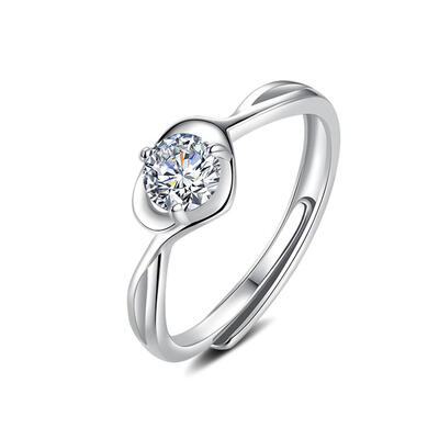 Jeulia Simple Twist Solitaire Engagement Ring Sterling Silver