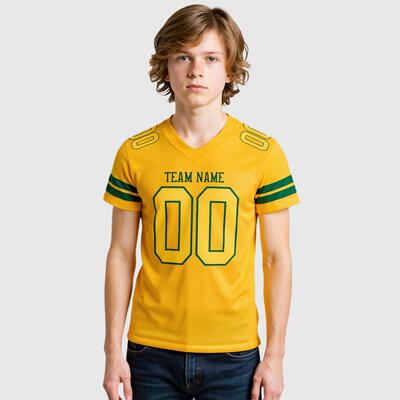 Team Gold Football Jersey - Ventilated Mesh Fabric, Custom Name & Number