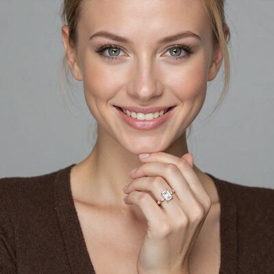 "Edge of Forever" Emerald Cut Side Stone Engagement Ring