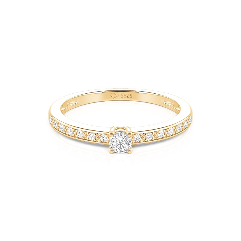 Jeulia Minimalist Round Cut Pave Gold Promise Ring