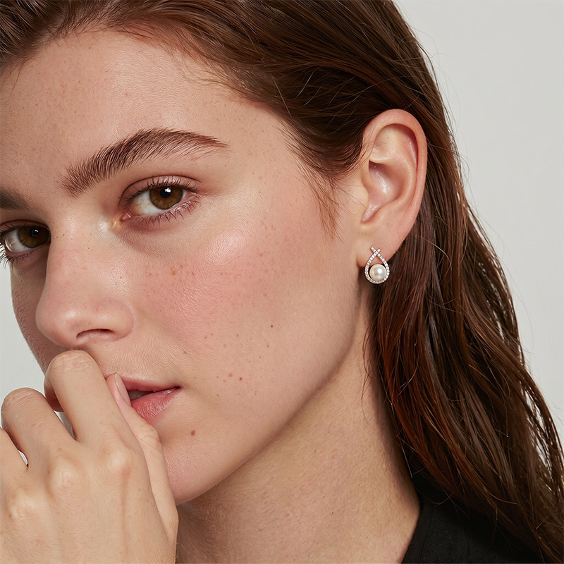 "Echoes of Tears" 7.5-8.0mm Freshwater Pearl Stud Earrings
