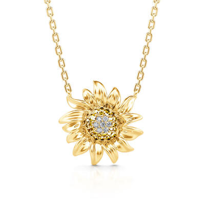 Jeulia "Sunshine" Sunflower Sterling Silver Necklace