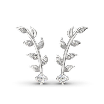 Jeulia Sterling Silver Leaves Earring Climber