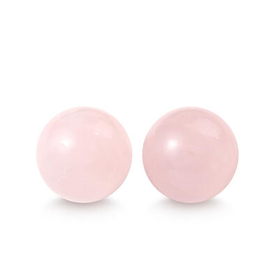 Jeulia "Emotional Healing" Round Natural Rose Quartz Stud Earrings