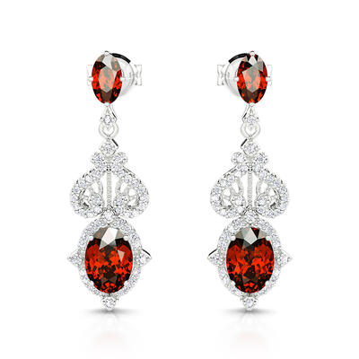 Jeulia "Eternal Flame" Oval Cut Sterling Silver Drop Earrings