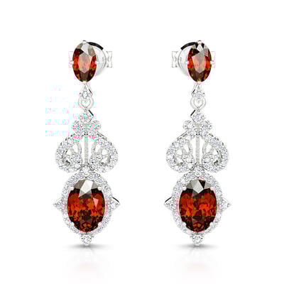 Jeulia "Eternal Flame" Oval Cut Sterling Silver Drop Earrings