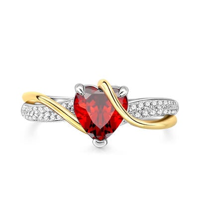Jeulia "Flowing Heartbeat" Sterling Silver Heart Cut Ring