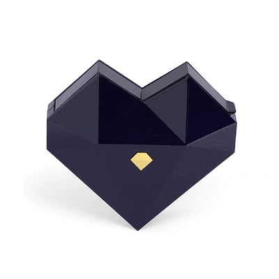 Jeulia Diamond Dark Blue Heart Ring Box for Magic Secret