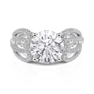 Jeulia Intertwined Round Engagement Ring Sterling Silver