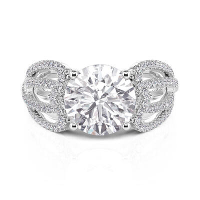 Jeulia Intertwined Round Engagement Ring Sterling Silver