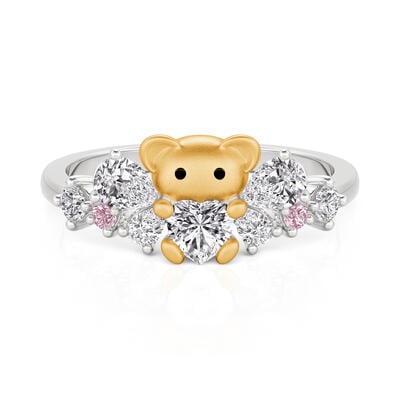 Jeulia Hug Me Cute Bear with Butterfly Knot Ring