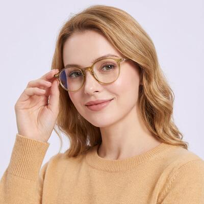 Quintion Green Round Glasses