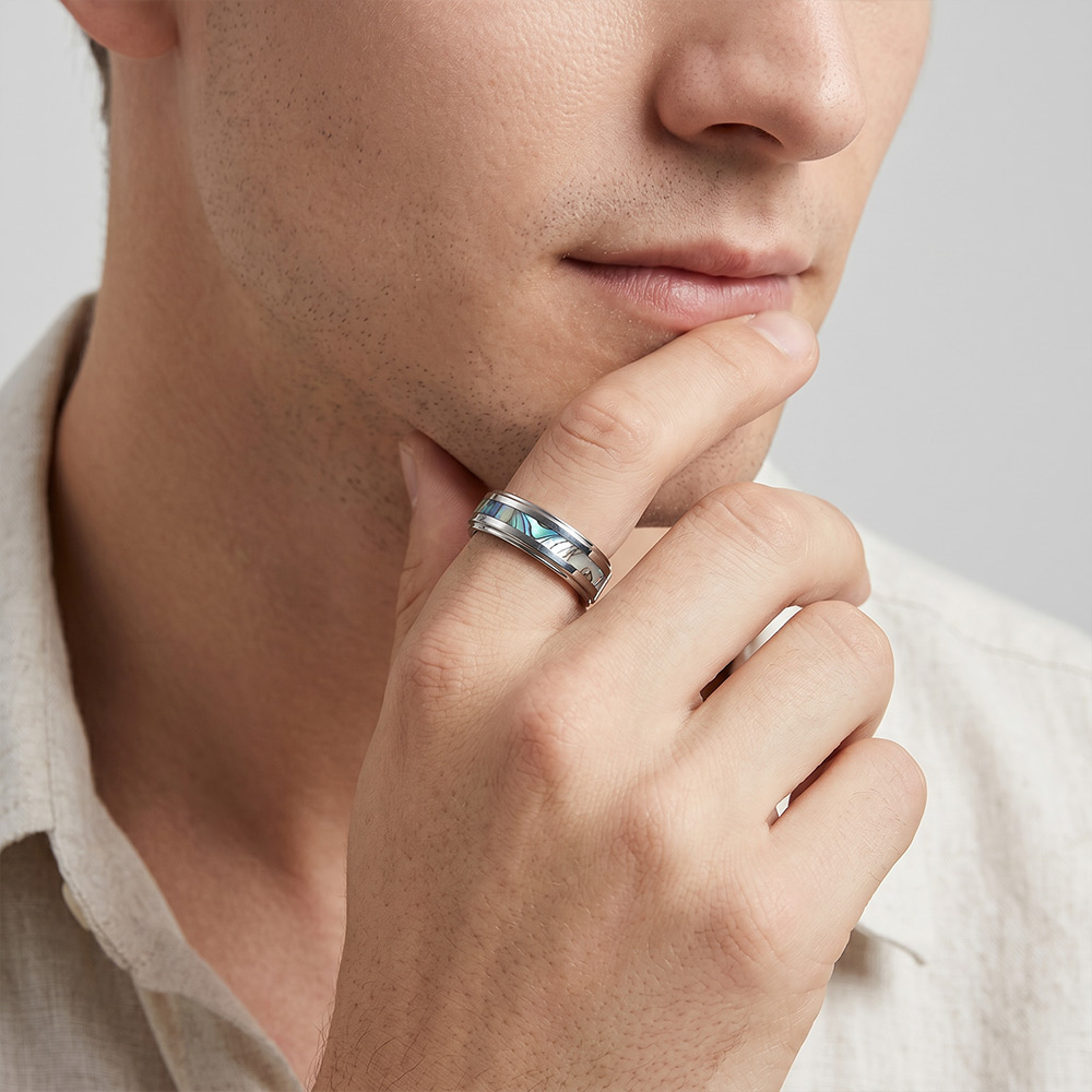 "Moonlit Promise" 8mm Tungsten Carbide Men's Wedding Ring