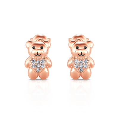 Jeulia "Tiny Bear" Teddy Bear Sterling Silver Stud Earrings