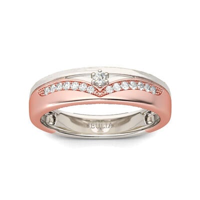 Jeulia Two Tone Round Cut Sterling Silver Women's Band