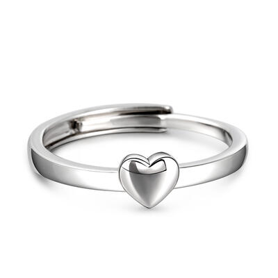 Jeulia "Vows of Love" Heart Design Adjustable Sterling Silver Women's Band