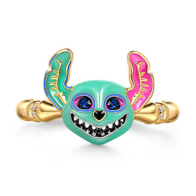 Jeulia "Colorful Dog" Enamel Sterling Silver Ring